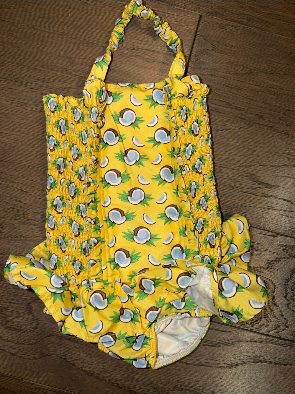 Rachel Riley Yellow Coconut Print Girls' One-Piece Swimsuit